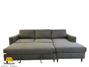 Hoekzetel donkergrijs in stof met slaapfunctie – overstock, Verzenden, Nieuw