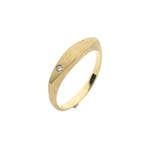 Gouden heren pinkring met diamant; 0,02 ct., Handtassen en Accessoires, Ringen, 18 tot 19, Gebruikt, Overige kleuren, Heer