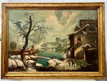 Scuola dell’Italia settentrionale (XVII-XVIII) - Paesaggio, Antiek en Kunst