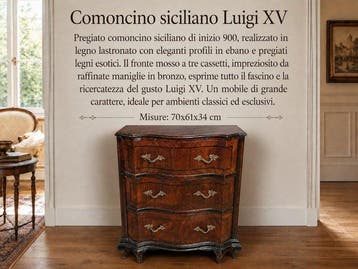 Ladekast - Hout - Comoncino Siciliano Lodewijk XV