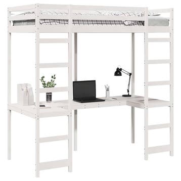 vidaXL Hoogslaper bedframe Wit 90 x 200 cm Massief, Verzenden, Nieuw