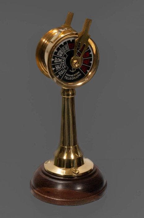 Scheepstelegraaf - Maschinen-Telegraph - Hout, Messing -, Antiquités & Art, Curiosités & Brocante