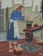 Tegel - Hollands vrouw 1944-1945 - De Porceleyne Fles, Delft, Antiek en Kunst