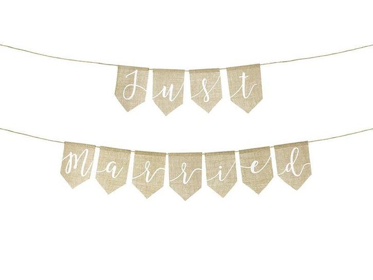 Banner Just Married 1,85m, Hobby en Vrije tijd, Feestartikelen, Nieuw, Verzenden