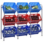 vidaXL Opbergrek voor 9 kratten 145x33x116 staal, Verzenden, Nieuw