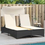 vidaXL Ligbed 2-persoons met luifel en kussens poly rattan, Verzenden, Nieuw