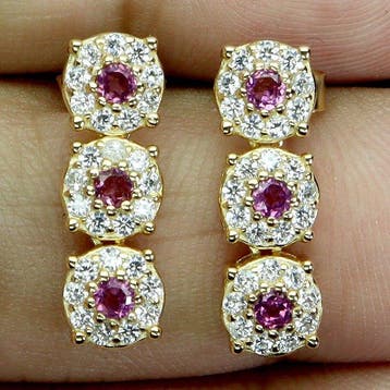 Zonder minimumprijs - Oorbellen Zilver Granaat - 6, Handtassen en Accessoires, Oorbellen, Nieuw