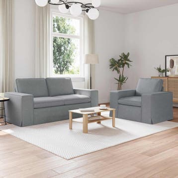 vidaXL bank / zetelstel 2 st Lichtgrijs Stof, Verzenden
