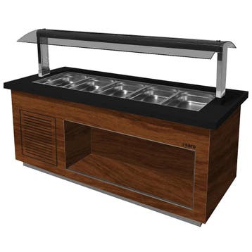Verwarmd Buffet | PREMIUM LINE | Houtlook/Graniet | 6x 1/1, Verzenden, Nieuw in verpakking