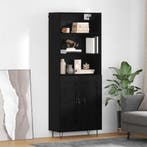 vidaXL Highboard met lade 2 pcs Zwart Eiken Bewerkt hout, Huis en Inrichting, Kasten | Dressoirs, Verzenden, Nieuw