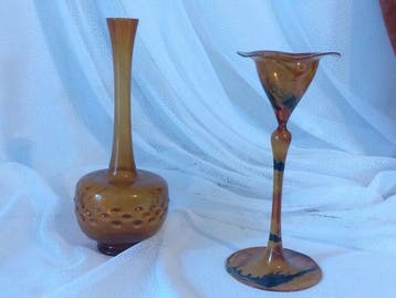 Lauscha Glass - Eenbloemige vaas (2) - Glas - Delicaat glas, Antiek en Kunst