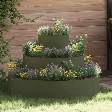 vidaXL Plantenbak Olijf Groen 90 x 90 x 20 cm Koudgewalst, Verzenden, Nieuw