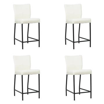 Set van 4 Leren barkrukken Revolt laag - Toledo Bianco, Huis en Inrichting, Barkrukken, Nieuw, Leer, Ophalen of Verzenden, 90 cm of meer