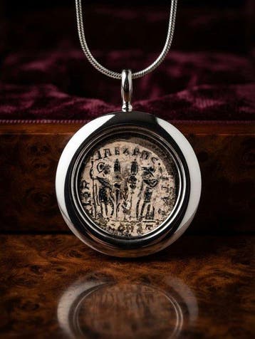 Romain antique, Empire Bronze Pendentif en forme de monnaie