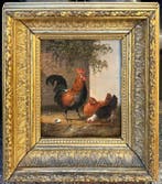 Albertus Verhoesen (1806-1881) - Haan en kippen op het erf