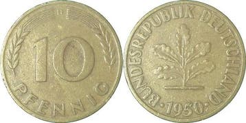 Duitsland Variante 10 Pfennig 1950 D Epa 5v5 J 383, Verzenden