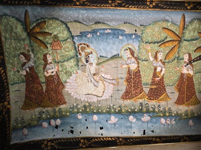 Een paar Indiase Pichwai-schilderijen - Krishna en de Gopi -, Antiek en Kunst, Kunst | Niet-Westerse kunst