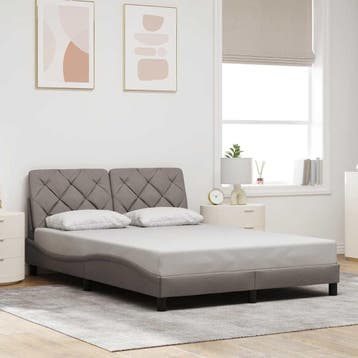 vidaXL Bedframe zonder matras stof taupe 140x190 cm, Verzenden