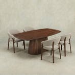 Mangohouten Eettafel Mick Deens ovaal bruin 210×100 cm, Huis en Inrichting, Verzenden, Nieuw, Industriële meubels, Ovaal