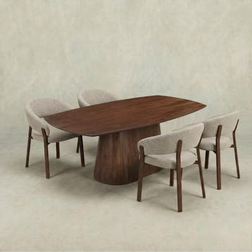 Mangohouten Eettafel Mick Deens ovaal bruin 210×100 cm, Huis en Inrichting, Tafels | Eettafels, Verzenden, Nieuw, Industriële meubels