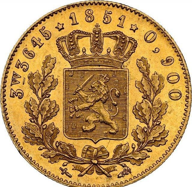 Nederland. Willem III. 5 Gulden 1851, Postzegels en Munten, Munten | Nederland