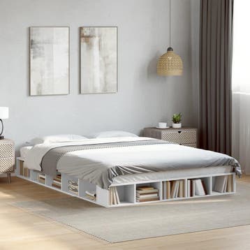 vidaXL Bedframe bewerkt hout wit 140x200 cm, Verzenden, Nieuw
