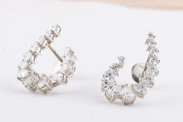 Zonder minimumprijs - Oorbellen Zilver - 3.56ct. tw. Diamant, Nieuw