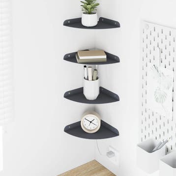 vidaXL Hoek Plank 4 st Antraciet 18 x 18 x 2 cm, Verzenden