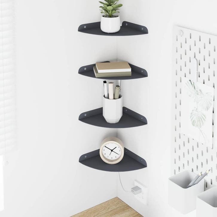 vidaXL Hoek Plank 4 st Antraciet 18 x 18 x 2 cm, Maison & Meubles, Armoires | Armoires murales, Envoi