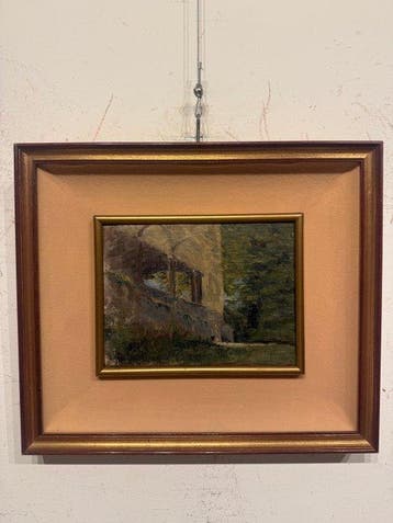 Scuola italiana macchiaiola (XX) - Scorcio di giardino e