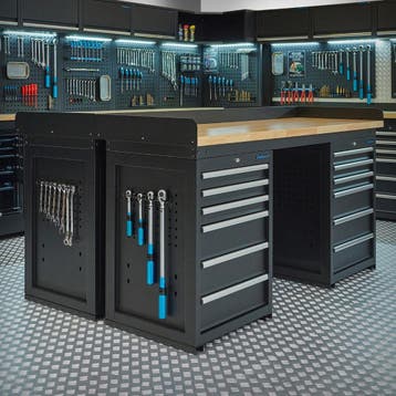 Datona Werkbank PRO - 2x 200 cm - eiken - 4 ladekasten met, Ophalen of Verzenden
