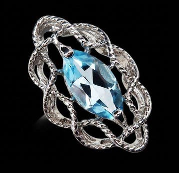 Topaas - Zilver, Le Portail Céleste – Ring van Blauwe Topaas