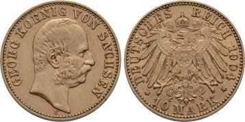 10 Mark 1904 E Sachsen Georg 1902-1904, Verzenden, België