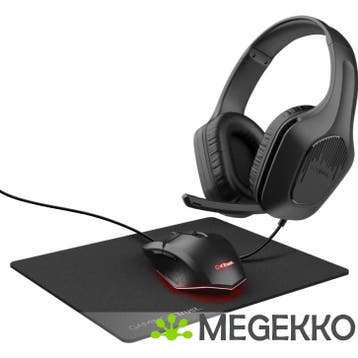 Trust GXT 790 3-in-1 Muis, Muismat, en Headset Bundel Zwart, Verzenden