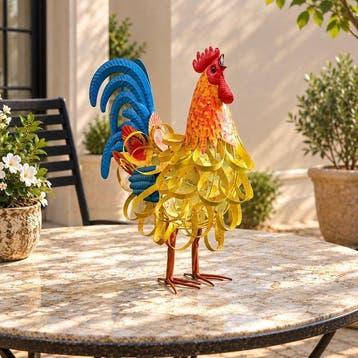 Beeldje - Colorful Rooster Sculpture Metal Figurine - Metaal