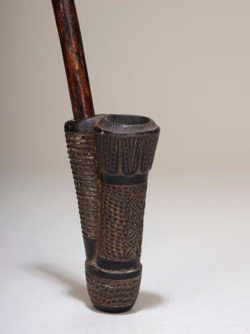 Bamileke pijp – Kameroen – terracotta en hout (Zonder