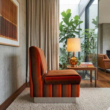 Chaise longue - Bois, Textile - Fauteuil vintage des années, Antiquités & Art, Art | Objets design