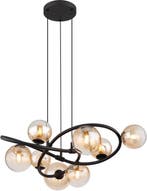 2dekans | Globo - hanglamp - Tuberius - messing zwart - glas, Huis en Inrichting, Lampen | Hanglampen, Ophalen of Verzenden, Nieuw