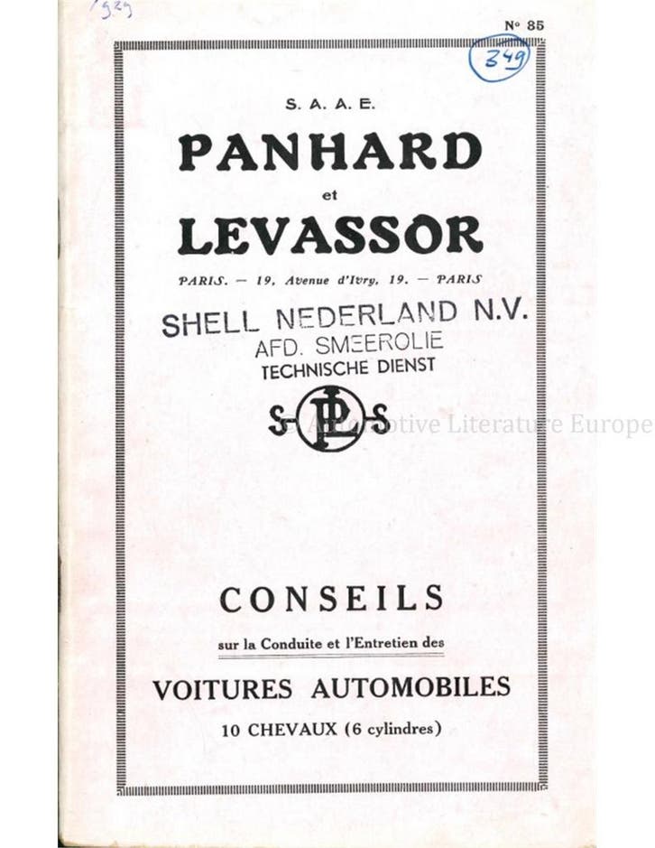 1929 PANHARD & LEVASSOR INSTRUCTIEBOEKJE FRANS, Auto diversen, Handleidingen en Instructieboekjes, Ophalen of Verzenden