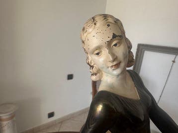 M. Secondo - Sculpture, Demoiselle aux lévriers - 51 cm -