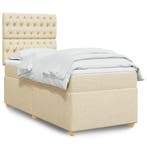 vidaXL Boxspring met matras stof crèmekleurig 90x200 cm, Verzenden