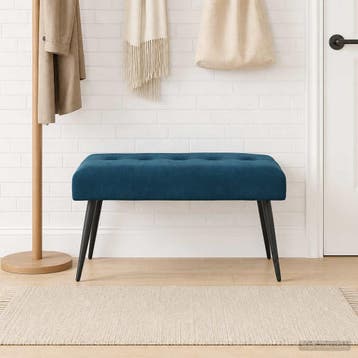 vidaXL Bank met knopen tufting Blauw 80 x 40 x 46 cm fluweel, Verzenden