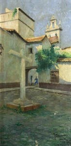 José Campoy (XIX-XX) - Seville: La Place de Santa Marta au