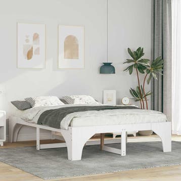 vidaXL Bedframe Wit 140 x 200 cm Massief grenenhout, Verzenden, Nieuw