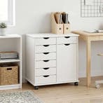 vidaXL Rollende kast Wit 63,5 x 39 x 65,5 cm Massief, Huis en Inrichting, Kasten | Overige, Verzenden, Nieuw
