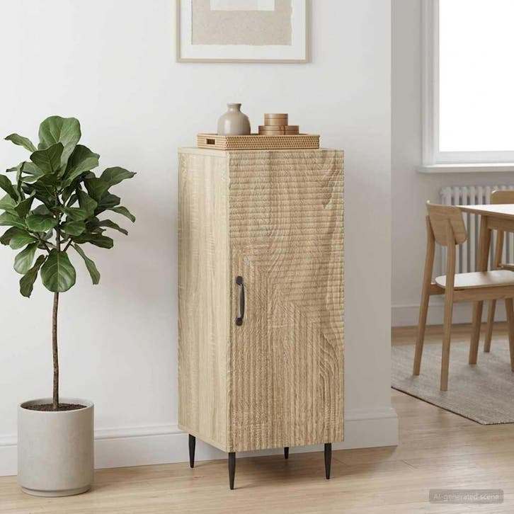 vidaXL Dressoir Sonoma Eiken 33 x 34,5 x 89,5 cm Bewerkt, Maison & Meubles, Armoires | Dressoirs, Envoi