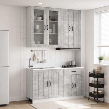 vidaXL Keukenblok LUCCA 4 st Betongrijs Bewerkt hout, Verzenden, Nieuw