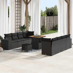vidaXL Tuinbank Set met kussen met opslag 11 pcs Zwart poly, Verzenden, Nieuw