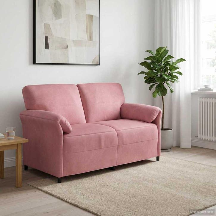 vidaXL 2-Zits Sofa Roze 158 x 83 x 95 cm Fluweel, Maison & Meubles, Canapés | Salons, Envoi