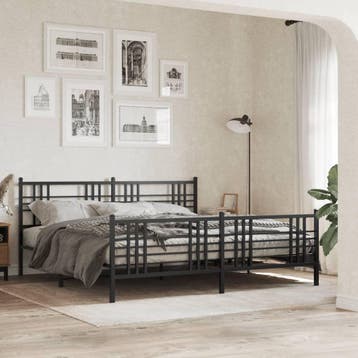 vidaXL Bedframe met hoofd- en voeteneinde metaal zwart, Verzenden, Nieuw